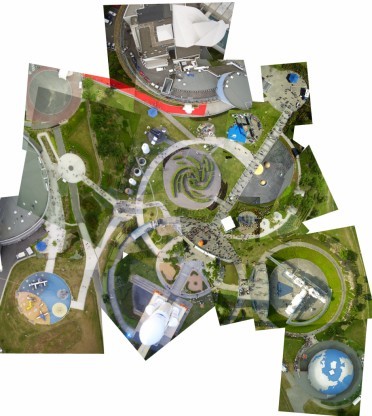 Mosaïque réalisée avec la nacelle NOTE au dessus de la Cité de l'Espace