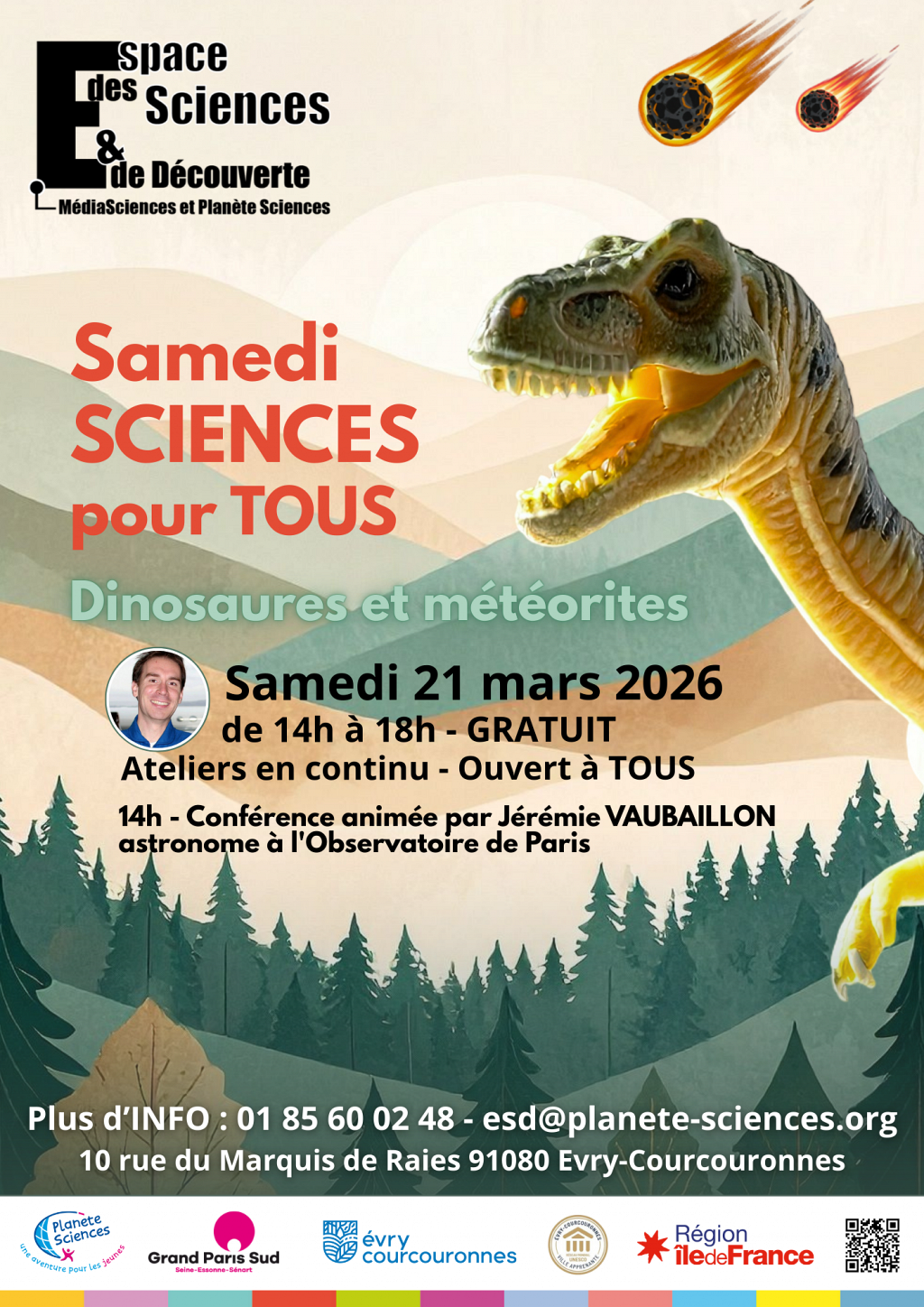 Dinosaure meteorites et photo de jerémie vaubaillon